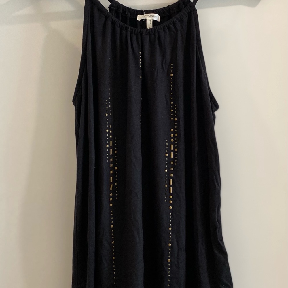 😁 Black tank top with gold studs on the front by